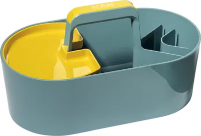 Produktbild von HAN Toolbox LOFT Kunststoffkorb mit Griff, 4 Fächer Schreibtischkorb, Reinigungskorb, Bastelkorb, Aufbewahrung für Utensilien, Blau, 1200-44