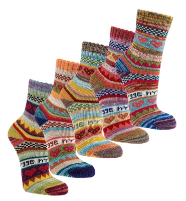 Produktbild von 3 Paar TippTexx 24 bunte Hygge Norweger Kindersocken, Gr. 31-34