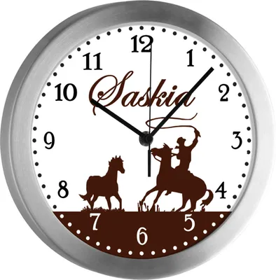 Produktbild von Kinderzimmer Funkwanduhr, Funkuhr Wanduhr Kinder, Pferd braun 25 cm