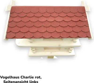 Produktbild von Vogelhaus Serie Charlie rot im Blockhaus-Stil 44x38,5x43 cm zweistöckig