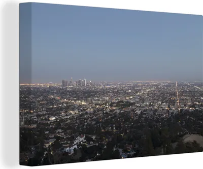 Produktbild von OneMillionCanvasses® - Leinwandbilder - 140x90 cm, Los Angeles am Abend aus der Vogelperspektive, Wandbilder Kunstdruck Wanddekoration