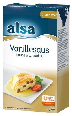 Produktbild von Alsa Vanillesauce 1000 ml – Cremige Vanillesoße für Desserts & Kuchen