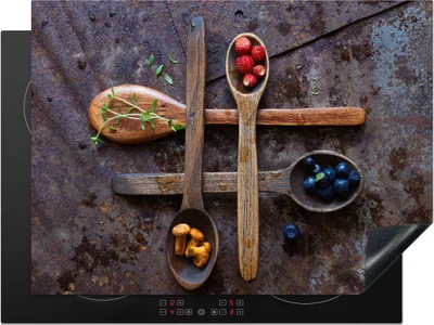 Produktbild von KitchenYeah© Herdabdeckplatte Schöpfkelle - Obst - Rustikal , 71x52cm, Küche Deko, Glaskeramikkochfeld Herdabdeckung, Abdeckplatte fùr Kochfeld