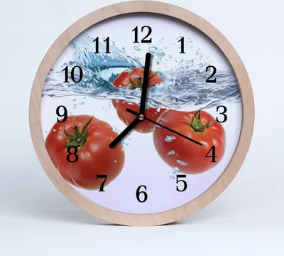 Produktbild von Holzuhr 30fi cm wanduhr - Tomaten zum Wohnzimmer