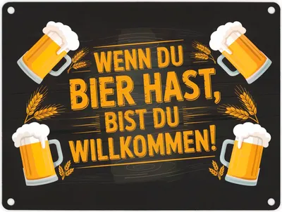 Produktbild von Wenn du Bier hast, bist du willkommen! Bierkrüge Metallschild in 15x20 cm