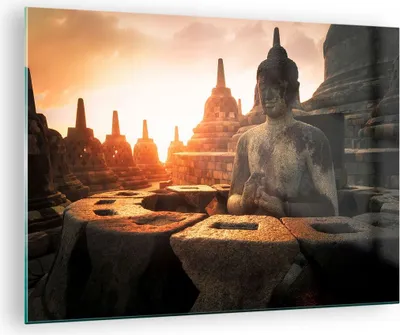 Produktbild von Bilder auf glas - Buddha Glaube Asien - 70x50cm - Glasbilder - Wandbilder - Kunstdruck - zum Aufhängen bereit - Wanddekoration aus Glas - Glas Bilder - Wandbild auf Glas - Einteilig - GAA70x50-4026