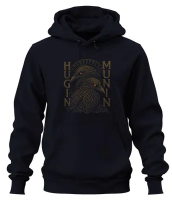 Zdjęcie produktu dla Nordic Raven Hugin Munin Viking Mythology Runic Warrior Uni Bluza z kapturem, Granatowy, L