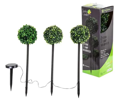 Obrázok produktu pre Solárna lampa boxwood gule 3 ks. 27 LED
