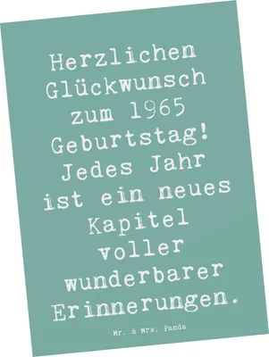 Produktbild von Mr. & Mrs. Panda Postkarte Spruch 1965 Geburtstag - Meeresbrise - Geschenk, Liebe, bildkarte, Freude, Einzigartig, Ansichtskarten, Happy Birthday, Geburtstagsgeschenk