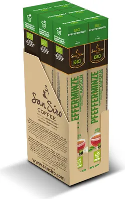 Produktbild von San Siro Bio Pfefferminz-Tee - CO2 neutral produziert - nachhaltig und umweltfreundlich - 60 Kapseln