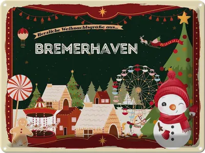 Produktbild von vianmo Blechschild 30x40 cm Weihnachtsgrüße aus Bremerhaven Weihnachten