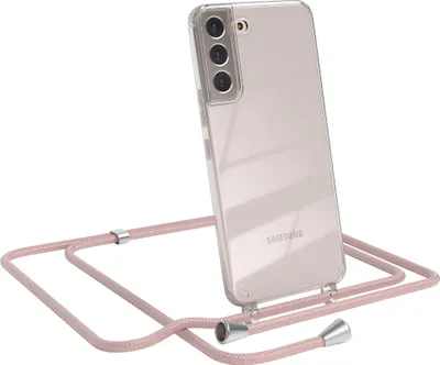 Produktbild von EAZY CASE Handykette kompatibel mit Samsung Galaxy S22 Plus 5G, Handyhülle mit Umhängeband, Handykordel, Schutzhülle Clear, Band in Rosa