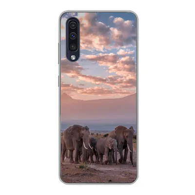 Produktbild von MuchoWow® Handyhülle Schutzhülle Hülle für Samsung Galaxy A30s Elefant - Tiere - Abend - Landschaft - Savanne Silikon Softcase Handy Hülle - Karteninhaber
