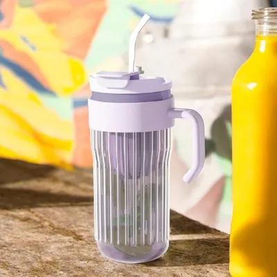 Obrázek produktu pro Flamenco Mystique Žebrovaný skleněný hrnek na kávu a čaj se slámkou, sítkem a víčkem 550 ml