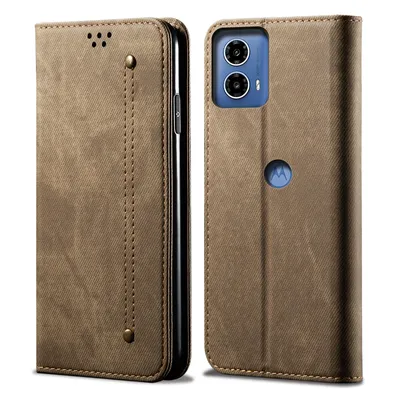 Produktbild von Hülle für Motorola Edge 50 Fusion Leder Brieftasche Flip Bookstyle Schutzhülle mit Standfunktion Khaki