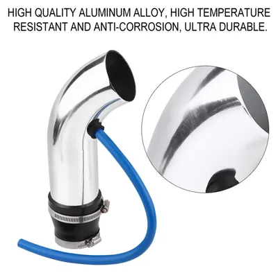 Imagen del producto de Kit universal de tubo, manguera y filtro de admisión de aire frío para coche, de 76 mm (3 pulgadas), color plateado