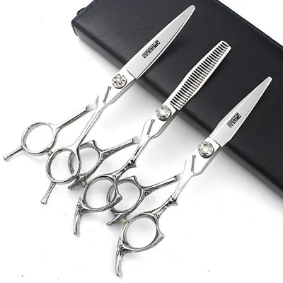 Produktbild von Haarschere Set 3-teilig 6/7 Zoll Edelstahl Ausdünnschere Modellierschere Friseurschere