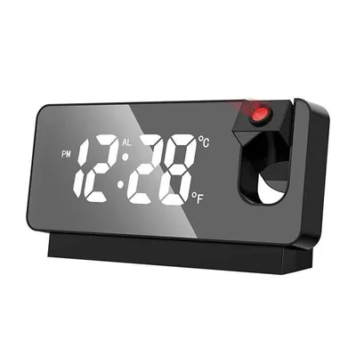 Produktbild von LED-Projektionswecker digital, 180° drehbar, automatische Helligkeit, Snooze-Funktion, Temperaturanzeige & USB – ideal für Schlafzimmer