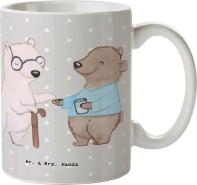 Produktbild von Mr. & Mrs. Panda Tasse mit Spruch Altenpfleger Herz - Grau Pastell - Geschenk, Hilfe, Liebevoll, Pott, Becher, Pfleger, Keramiktasse, cappuccinotasse, Teetasse