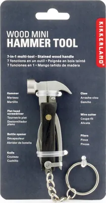 Produktbild von Kikkerland Multitool mit Hammer 5 in 1 Schlüsselanhänger Schwarz