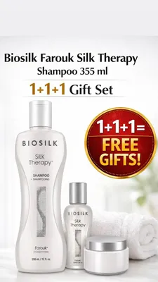Produktbild von BioSilk Farouk Silk Therapy Shampoo 355 ml – 1+1+1 Geschenkset