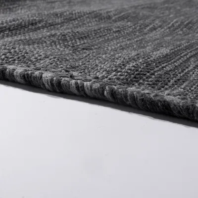 Produktbild von Designer Teppich Webteppich Kelim Handgewebt 100% Baumwolle Modern Meliert Grau Grösse 160x220 cm