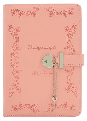 Image de Journal intime format A5, en cuir synthétique rose, avec cadenas et clé