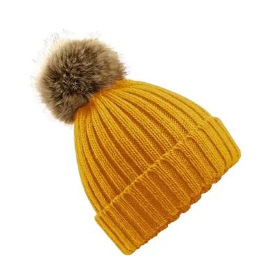 Immagine prodotto di Cappello unisex Beechfield con pompon RW5283 (taglia unica) (giallo senape)