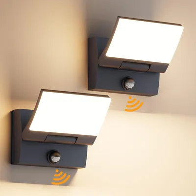 LED-Wandleuchte 30W mit Bewegungsmelder, 2er-Set, IP65, 3000K