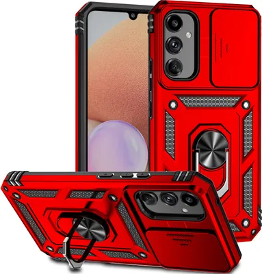 Produktbild von Galaxy A34 Hülle mit Schiebe Kamera Schutz und Ringhalter Ständer Schutzhülle für Samsung Galaxy A34 Rot