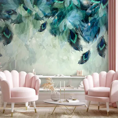Produktbild von Vlies Fototapete - Emerald Feathers 250x175 cm Blätter f-C-0490-a-a