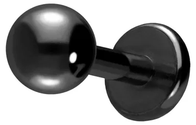 Produktbild von Ohrpiercing, Nasenpiercing Titan Labret mit Push Fit Schwarz Stablänge: 5mm + Stabstärke: 1,2mm + Kugelgröße: 3mm