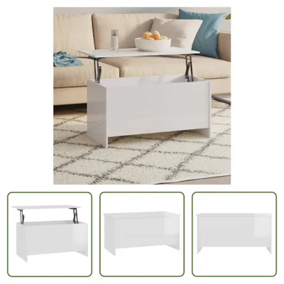 Immagine prodotto di The Living Store tavolino bianco lucido 102x55,5x52,5 cm materiale a base di legno