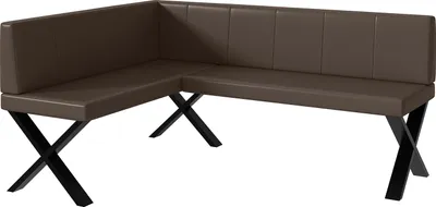 Produktbild von MEBLINI Eckbank für Esszimmer - Küchenbank - Essecke - Sitzecke Küche - PETER - X-Beine 128x168x87cm Links - Braun Kunstleder