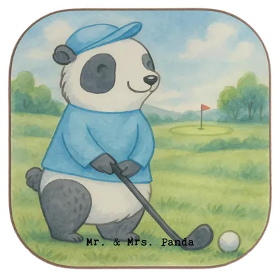 Produktbild von Mr. & Mrs. Panda Untersetzer für Gläser Panda Golfen Design - Weiß - Geschenk, Golfturnier, Glas, Golfplatz, Coaster, Tasse, Golf Verein, gläseruntersetzer, spielen
