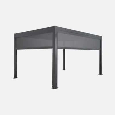 Immagine prodotto di Pergola bioclimatica 3x4m in alluminio + tenda da 3m + tenda da 4m, Antracite