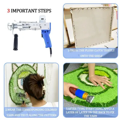 Produktbild von Tufting Pistole Set - 2-in-1 elektrische Rug Tufting Gun - Schnitt- und Schlingenflor - Teppichknüpf Kit DIY - Edelstahl - Farbe NO.9