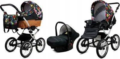 Produktbild von Babylux® Classic Exclusive | 3in1 Kinderwagen Set | Garden Flowers | Kombikinderwagen | Kinderwa