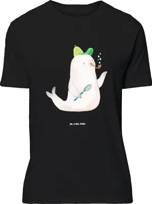 Produktbild von Mr. & Mrs. Panda Größe M T-Shirt Robbe Sherlock - Schwarz - Geschenk, Lustige Sprüche, mit Spruch, Tshirt, Shirt, Herren