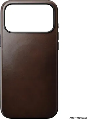 Image de Nomad Horween Modern cuir coque iPhone 17 Pro Max – Contrôle précis de la caméra avec bouton en cristal de saphir – Boutons en aluminium recyclé pour durabilité et élégance – Revêtu de cuir Horween authentique et de qualité supérieure - Marron