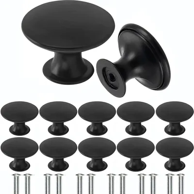 Produktbild von 12x Möbelknöpfe Möbelgriffe Schrankknopf Möbelknäuf Tür Knopf Edelstahl Schwarz