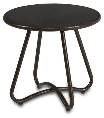 Produktbild von Runde Outdoor-Beistelltisch - Wetterbeständig und stabil - Braun - Ideal für Terrasse und Garten