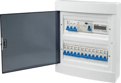Produktbild von Sicherungskasten Leitungsschutzschalter Stromverteiler Komplett mit "C" LS Schalter FI-Schalter und Zähler 24 Module