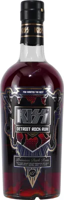 A bottle of Kiss Detroit Rock Rum.
