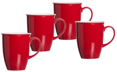 Image de Ensemble de 4 tasses à café en porcelaine, de couleur rouge