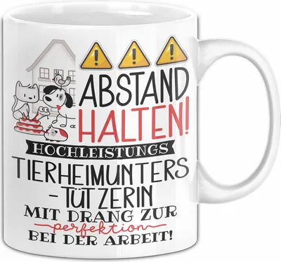 Produktbild von Tierheimunterstützerin Tasse Geschenk Lustig Abstand Halten Hochleistungs-Tierheimunterstützerin Mit Drang Zur Perfektion Bei Der Arbeit (Weiß)