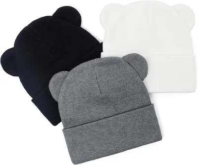 Imagen del producto de Gorro de invierno para niños, tejido, con orejas de oso, para edades de 0 a 36 meses, ideal para los días fríos
