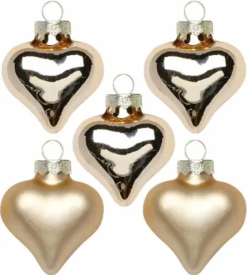 Produktbild von Christbaumschmuck Herzen 4cm Glas 8 Stück - Brokatgold