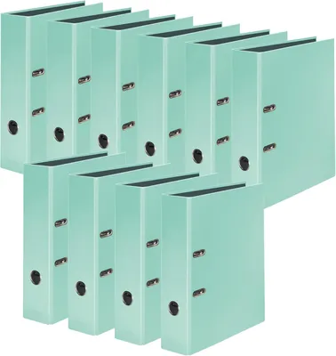 Produktbild von Original Falken 10er Pack PastellColor-Ordner. Germany. 8 cm breit DIN A4 Pastell-Farbe Minz-Grün Ringordner Aktenordner Briefordner Büroordner Plastikordner Schlitzordner Motivordner