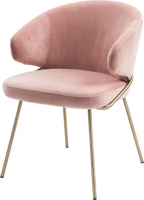 Produktbild von Casa Padrino Luxus Esszimmerstuhl mit Armlehnen Rosa / Messingfarben 60 x 64 x H. 81 cm - Küchenstuhl mit edlem Samtstoff - Esszimmermöbel